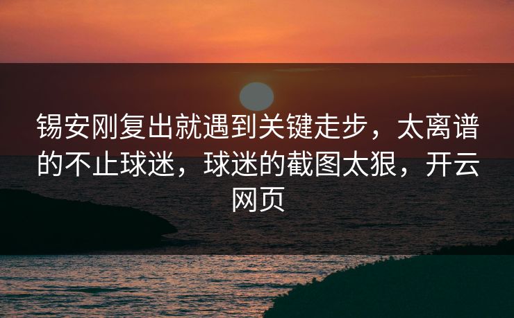 锡安刚复出就遇到关键走步，太离谱的不止球迷，球迷的截图太狠，开云网页