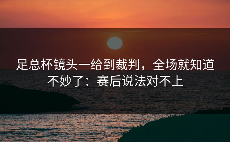 足总杯镜头一给到裁判,全场就知道不妙了:赛后说法对不上 足总杯镜头一给到裁判,全场就知道不妙了:赛后说法对不上