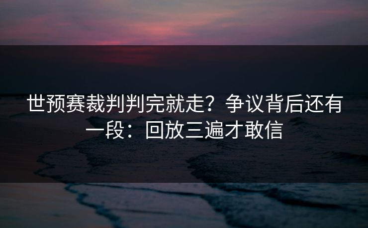 世预赛裁判判完就走？争议背后还有一段：回放三遍才敢信
