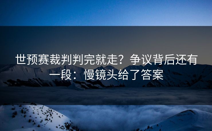 世预赛裁判判完就走？争议背后还有一段：慢镜头给了答案