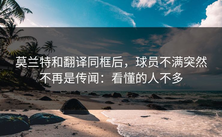 莫兰特和翻译同框后，球员不满突然不再是传闻：看懂的人不多