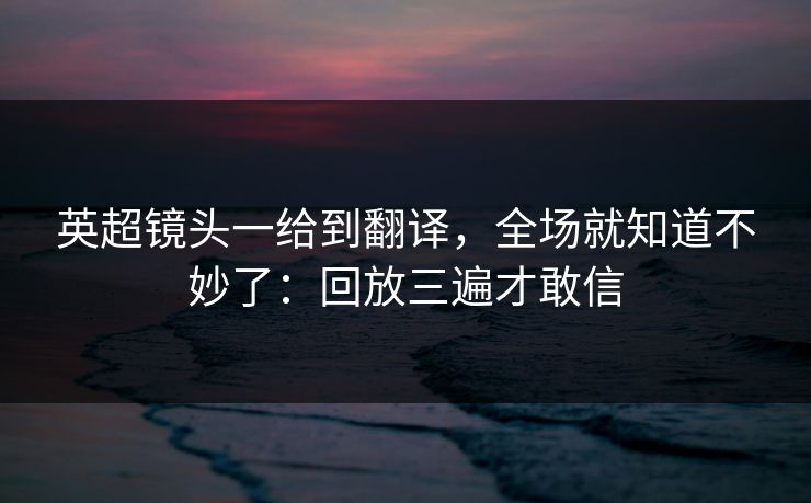 英超镜头一给到翻译，全场就知道不妙了：回放三遍才敢信